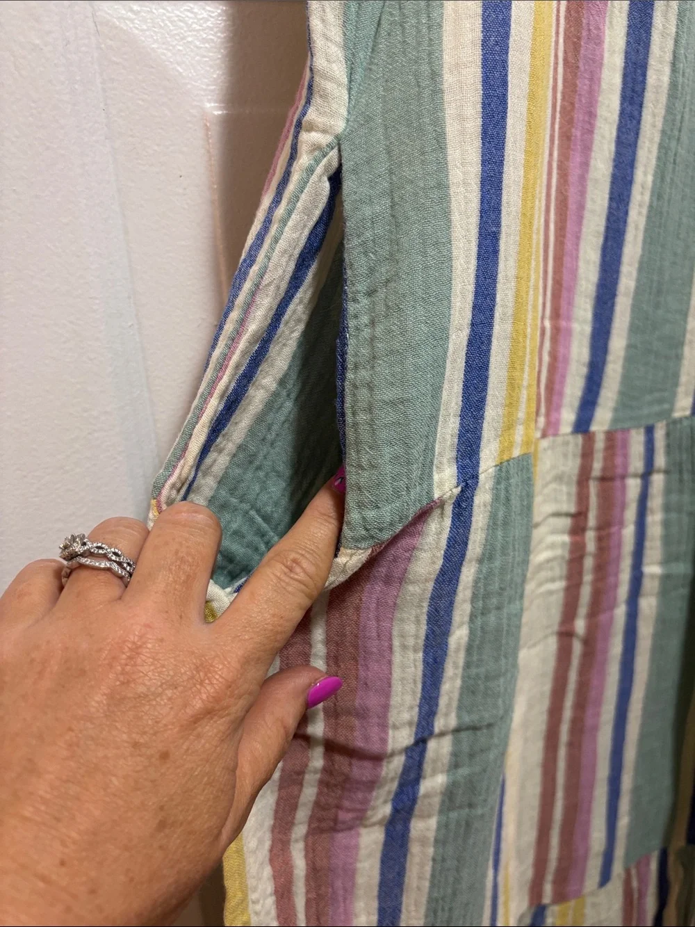 Marine Layer Multicolor Striped Tiered Maxi Dress — Pastel Stripes - Picture 4 of 9